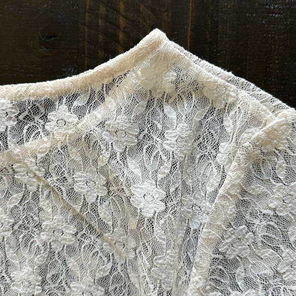 NWOT Free People Keep It Simple Lace Baby Tee Ivory Ruched Semi Sheer Fitted XS - Picture 11 of 14